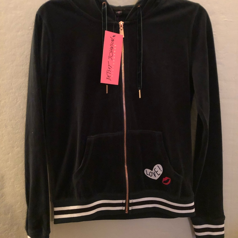 BETSEY JOHNSON | Green Velvet Hoodie